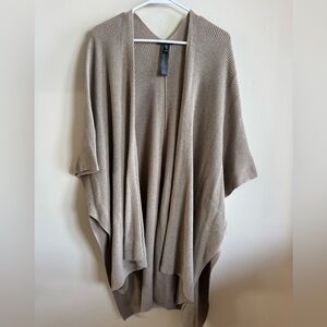 Eileen Fisher Beige 100% Organic Cotton Knit Serape Cardigan Sweater One Size